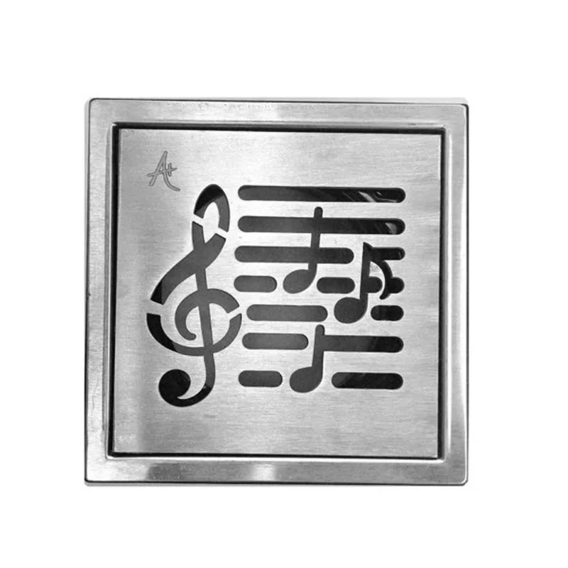 AlinO 4 x 4-in Stainless Steel Grate and Holder Without Drain Flange - Music/Nickel
