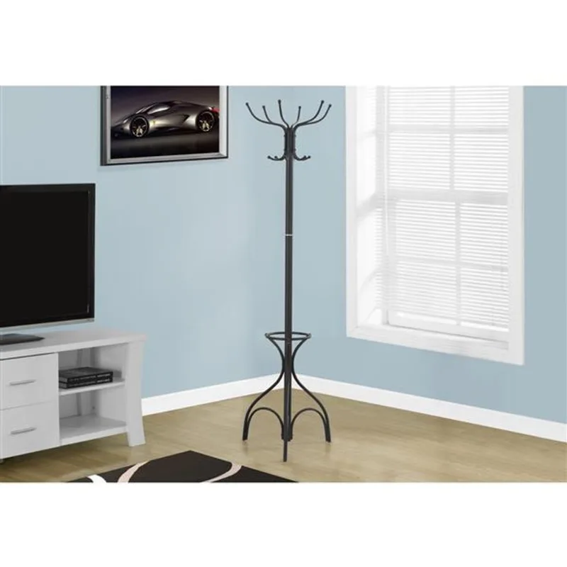 Monarch Contemporary Coat Rack - 70-in - Black