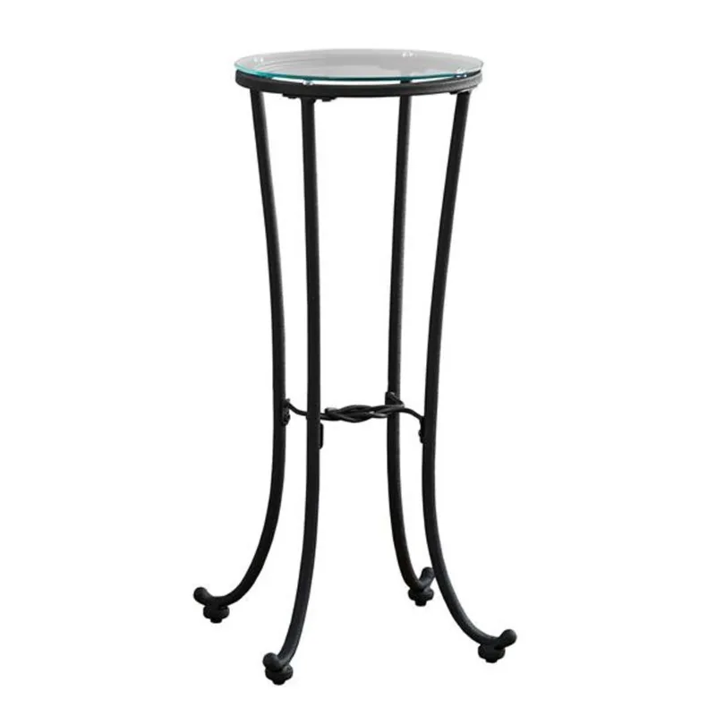Monarch Plant Stands - Black Metal and Tempered Glass - 28.5-in