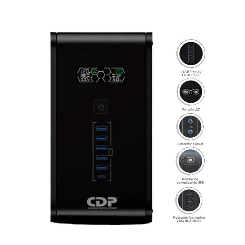 Ups Interactiva R-Smart1510I 1500Va 900W 5 Usb 10 Salidas