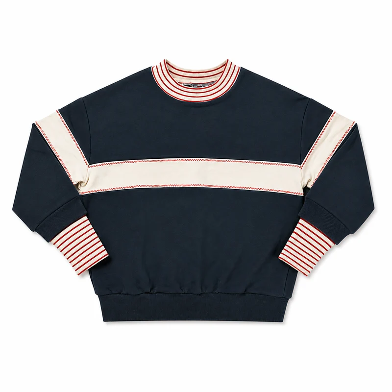 BIRNHAM ON THE SEA NAVY/CREAM CONTRAST MOCKNECK SWEATSHIRT 6
