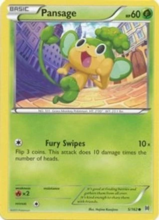 Pansage (5/162) [BKT XY BREAKthrough] Moderately Played Reverse Holofoil