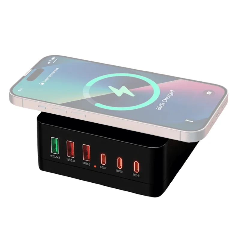 Carregador Indução 963L MagSafe 15W Multi USB 140W PD-QC (Preto)