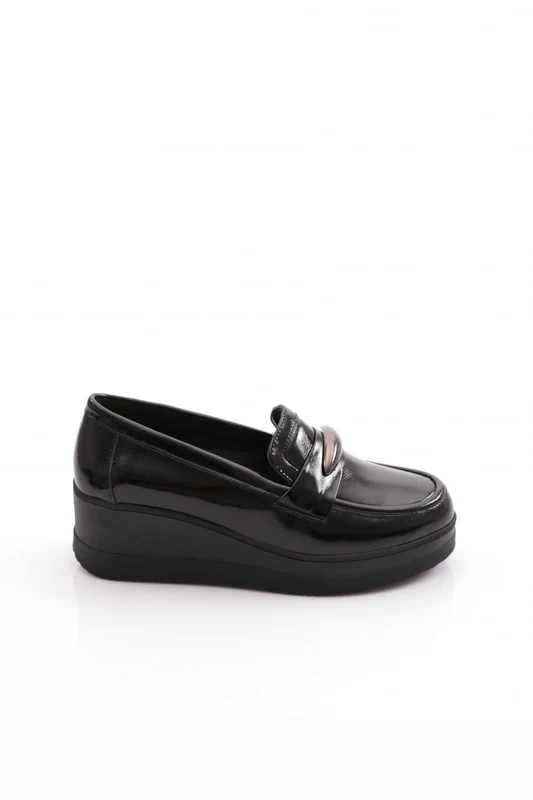 Dgn 618 Kadın Loafer Ayakkabı SİYAH RUGAN / 36