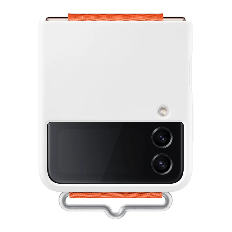 Capa Protetora Samsung de Silicone Com Cinta Galaxy Z Flip4 Branca