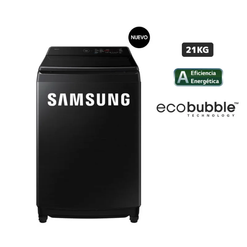 Lavadora SAMSUNG Carga Superior 21 Kg AI Wash EcoBubble WA80F21B9BPE Negro