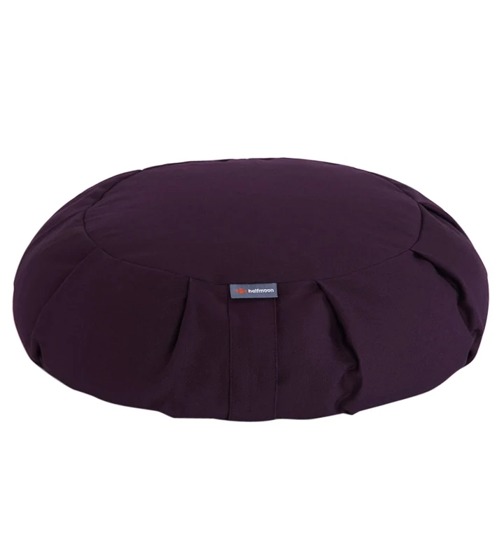 Halfmoon Round Zafu Yoga Meditation Cushion Aubergine