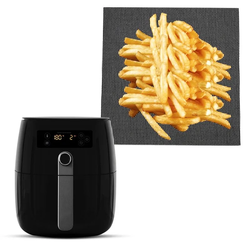 Kit 2 Pçs Tapete Manta Para Fritadeira Elétrica Airfryer Quadrado 21,5cm x 21,5cm Forro Protetor Culinário Antiaderente Reutilizável - Loja Universal Vendas