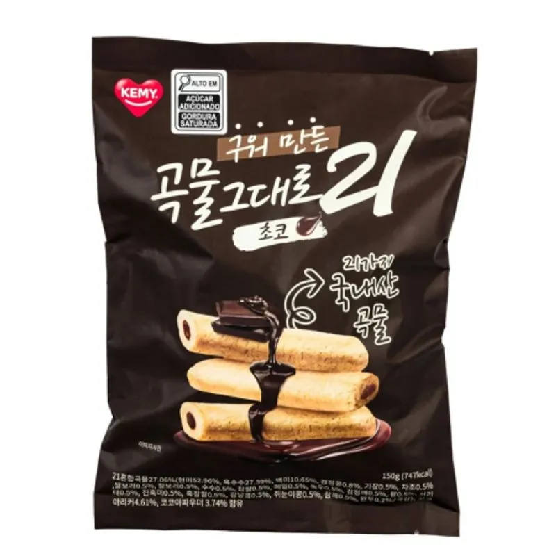 Biscoito Crispy Roll Recheado De Chocolate Kemy 150g