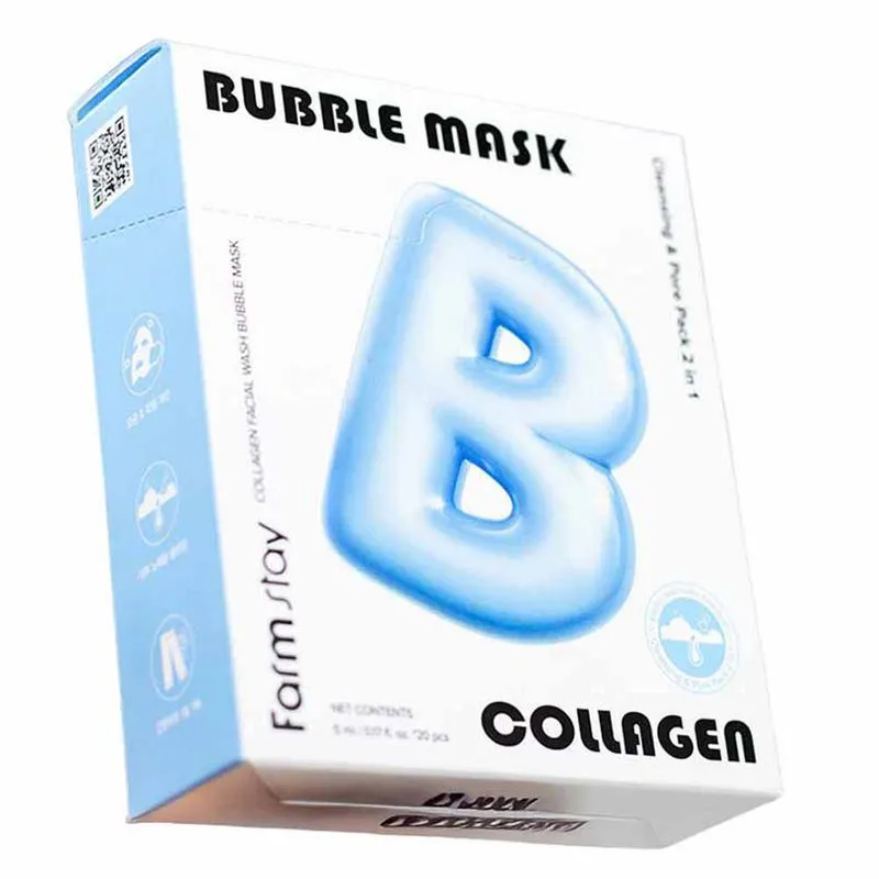 Máscara de Limpeza Facial Farmstay Collagen Facial Wash Bubble Mask 5mlx20