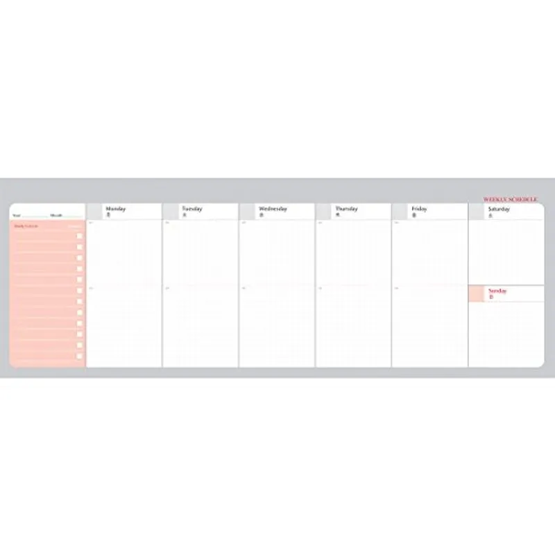 Paperian Brilliant Weekly Scheduler - Wirebound Undated Weekly Planner Pad Scheduler (vermelho)
