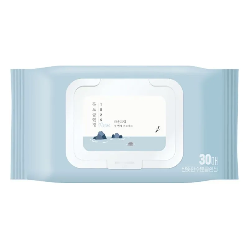Lenço de Limpeza Round Lab 1025 Dokdo Cleansing Tissue 30 Un