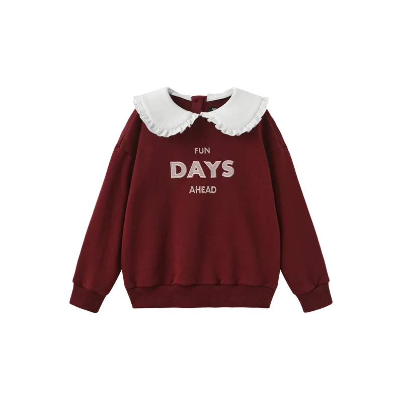 HELLO YELLOW BURGUNDY OVERSIZED PETER PAN COLLAR SWEATSHIRT 4