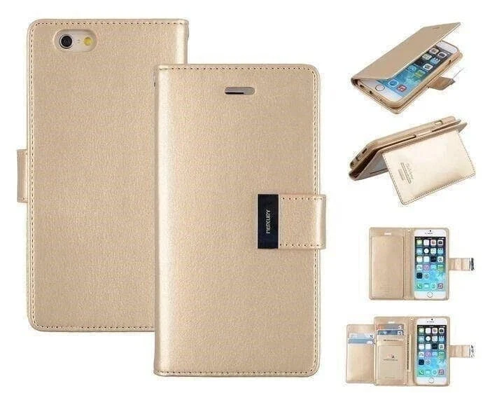 Goospery Rich Diary case for iPhone 15 Pro - Gold Phonnic