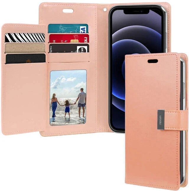 Goospery Rich Diary case for iPhone 15 Pro Max - Rose Gold Phonnic