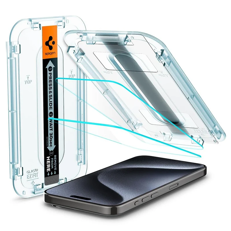 Spigen Apple iPhone 15 Pro EZ Fit GLAS.tR Slim 2PCS Glass Screen Protector - Clear PROgadgets