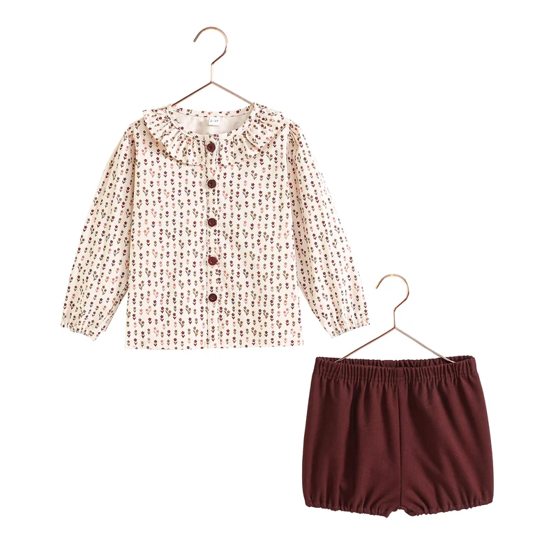 RETRO KID BURGUNDY FLORAL BLOOMER SET 2-3