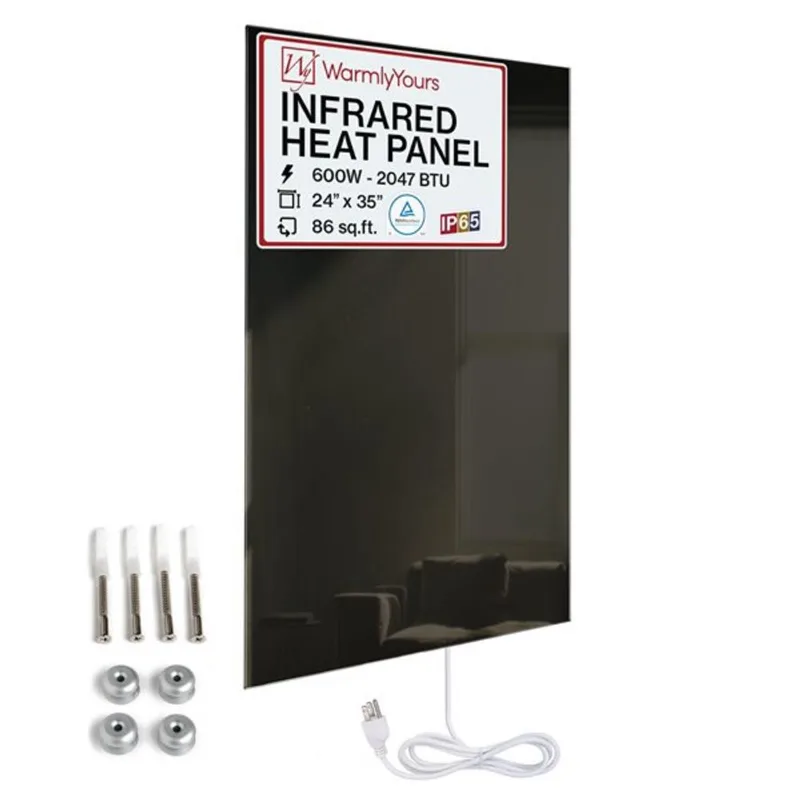 WarmlyYours Ember Radiant Heating Plug-in Panel - 600 W - Black Glass