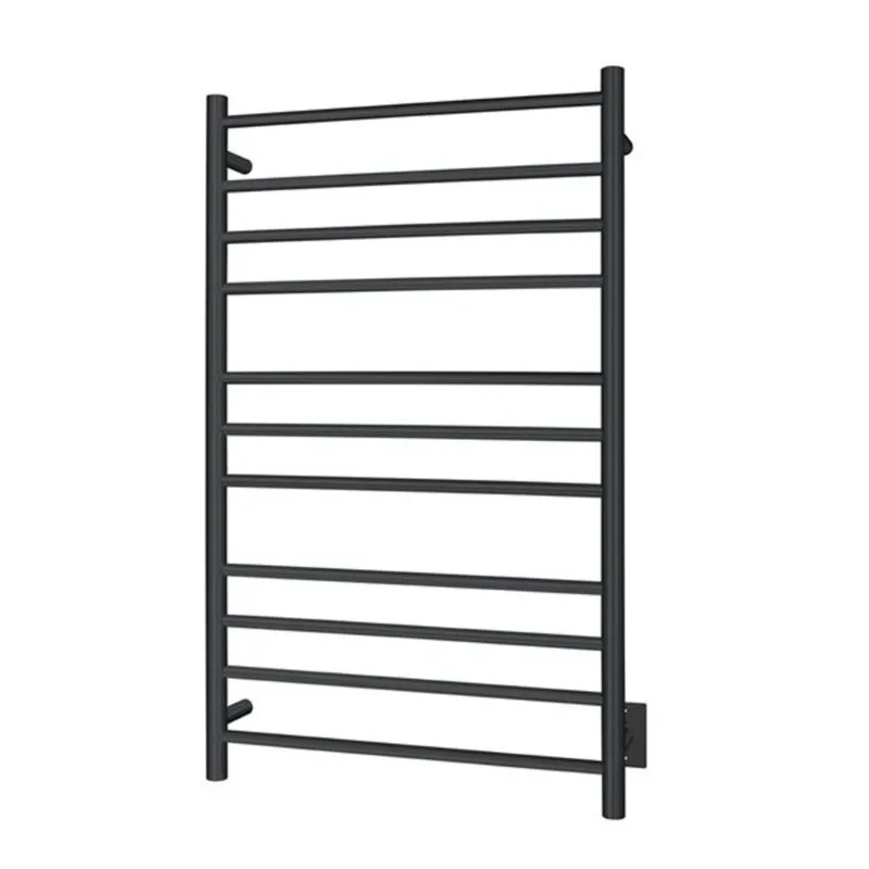 WarmlyYours Malta Matte Black Hardwired Towel Warmer with 11 Bars