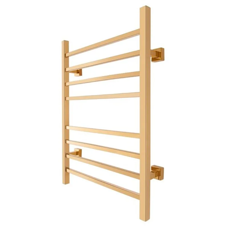 WarmlyYours Sierra Stainless Steel Gold Dual Connection Hardwired Towel Warmer with 8 Bars