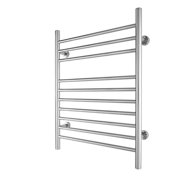 WarmlyYours Infinity Stainless Steel Polished Silver Dual Connection Hardwired Towel Warmer with 10 Bars