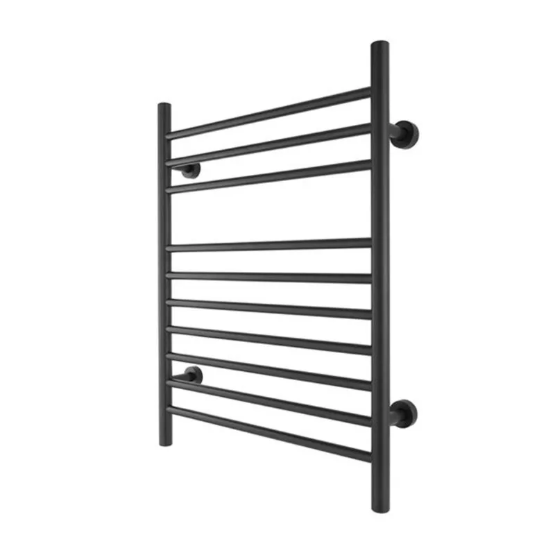 WarmlyYours Infinity Stainless Steel Black Dual Connection Hardwired Towel Warmer with 10 Bars