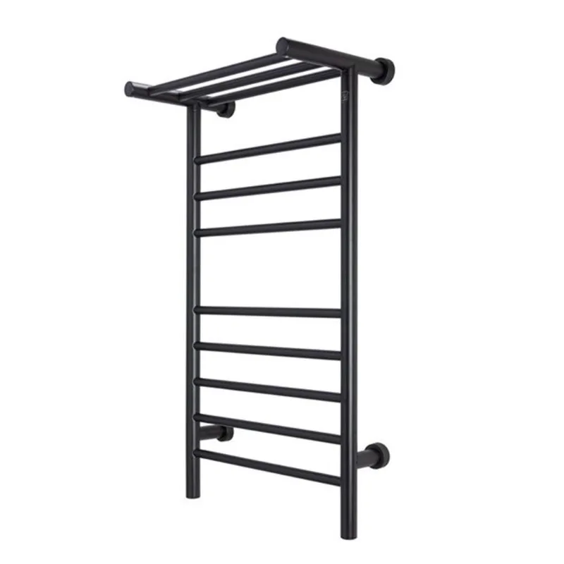 WarmlyYours Summit Matte Black Hardwired Towel Warmer with 8 Bars