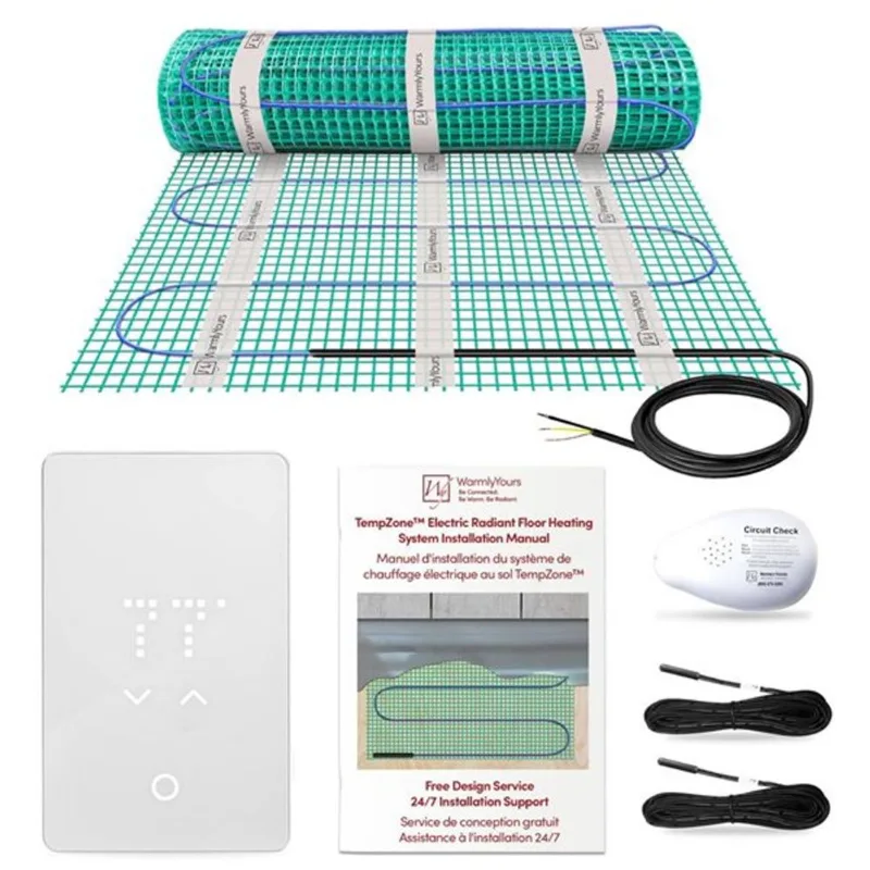 WarmlyYours TempZone Easy Mat Kit 2x24-ft w/ nJoy Wi-Fi LED Touch Programmable Thermostat 120 V 6 A