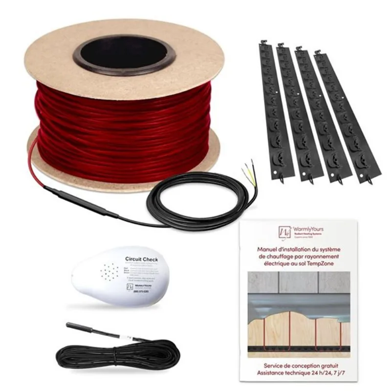 WarmlyYours TempZone 120V 432-ft Floor Heating Cable w/ GripStrips, Sensor and Circuit Check - 3.7 W/ft