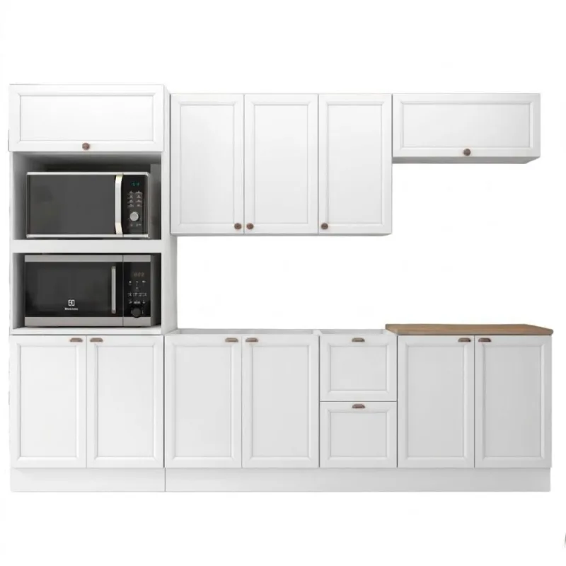 Cozinha Modulada Unna 6 Módulos 4 Gavetas MDF-MDP 270CM Branco