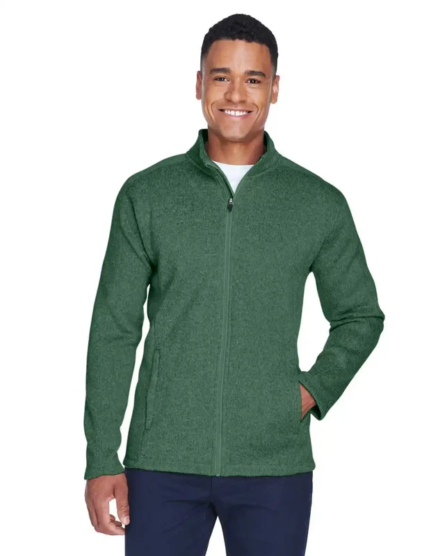 Devon & Jones DG793 Men's Bristol Full-Zip Sweater Fleece Jacket - Forest Heather Green-Dark / Adult M