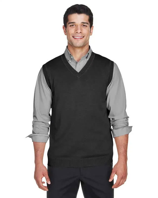 Devon & Jones D477 Adult V-Neck Vest - Black Black / Adult L