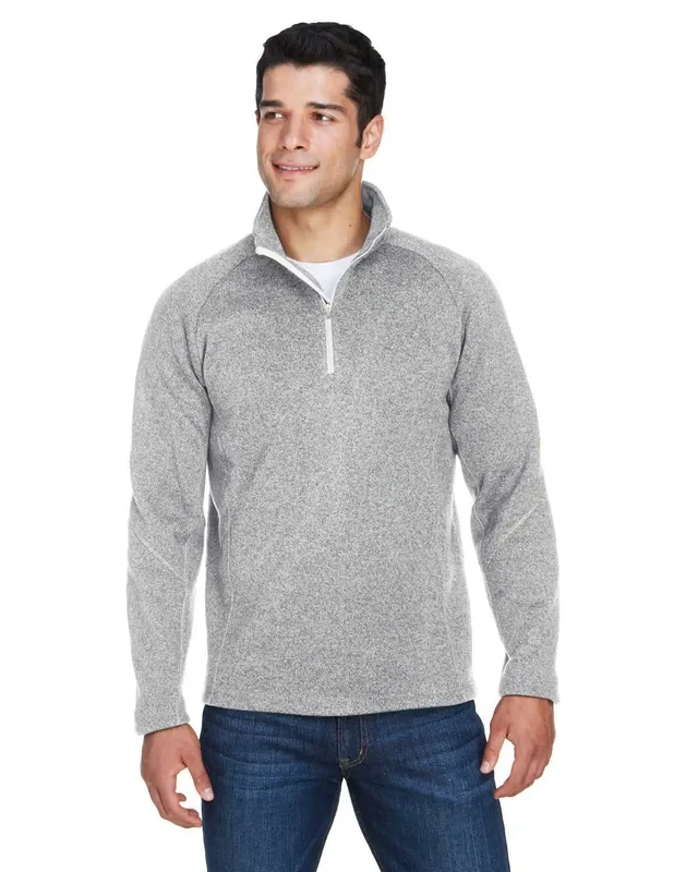 Devon & Jones DG792 Adult Bristol Sweater Fleece Quarter-Zip - Gray Heather Gray / Adult XS