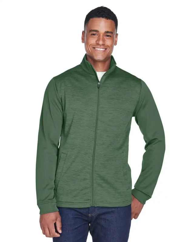 Devon & Jones DG796 Men's Newbury Colorblock Mlange Fleece Full-Zip - Forest Forst Heather Green-Dark / Adult 4XL