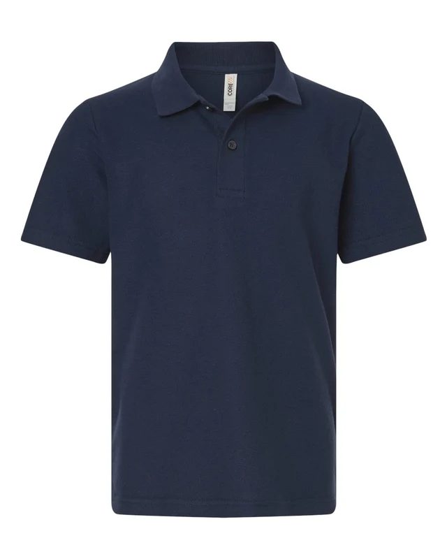 CORE365 CE106Y Youth Resolve CVC Performance Pique Polo - Classic Navy Blue-Navy / Youth XL