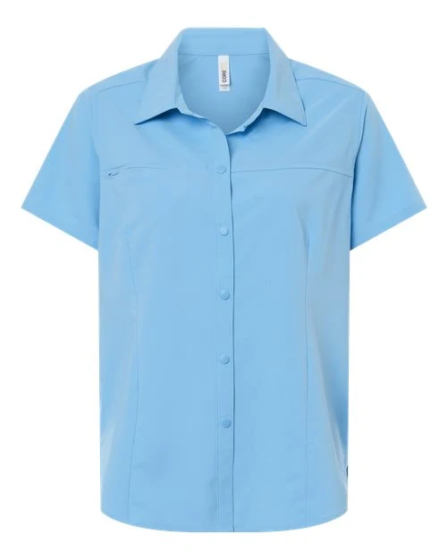 CORE365 Women's UltraUVP Shoreline Short Sleeve Staff Shirt Columbia Blue / M