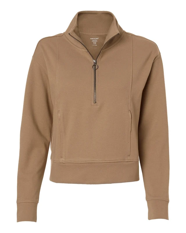 North End NE220W Women's Mantra Half-Zip Ottoman Pullover - Cafe Brown-Light / Ladies 3XL