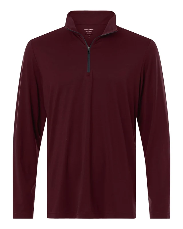 North End NE405 Men's JAQ Stretch Performance Quarter-Zip - Burgundy Carbon Red-Maroon Gray-Dark / Adult 4XL