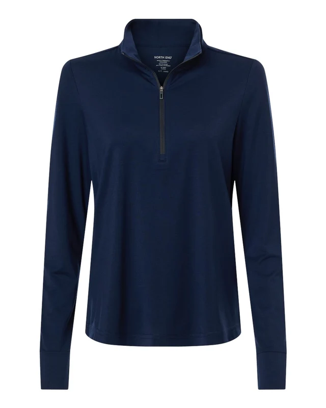 North End NE405W Women's Jaq Stretch Performance Quarter-Zip - Classic Navy Carbon Blue-Navy Gray-Dark / Ladies XS