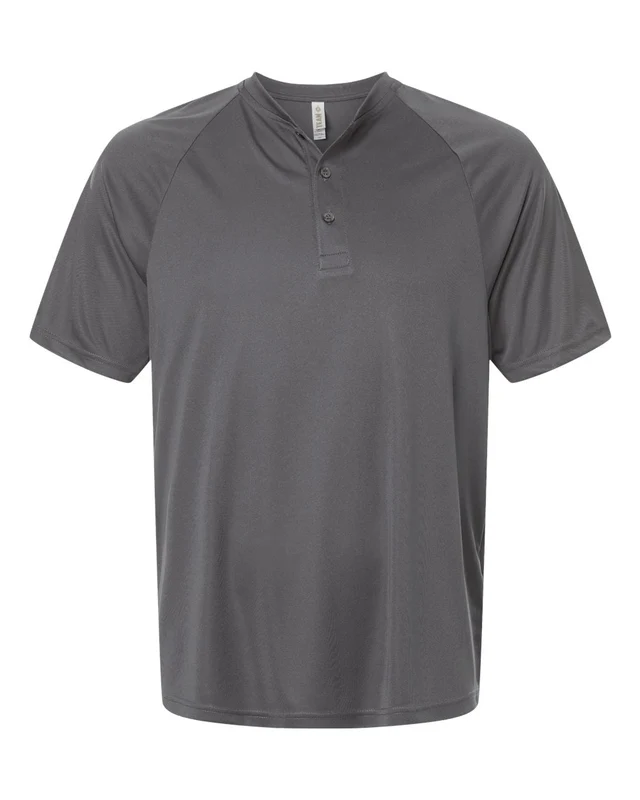 Team 365 TT11HN Men's Zone Performance Henley - Sport Graphite Gray-Dark / Adult L