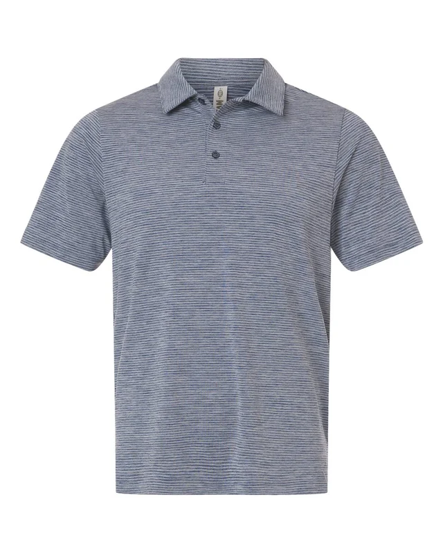 Team 365 TT125 Men's Relay Heathered Stripe Polo - Sport Dark Navy Heather White Blue-Navy White / Adult M