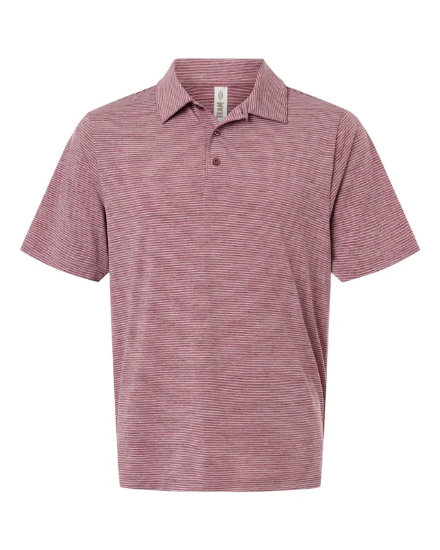 Team 365 TT125 Men's Relay Heathered Stripe Polo - Sport Maroon Heather White Red-Maroon White / Adult S