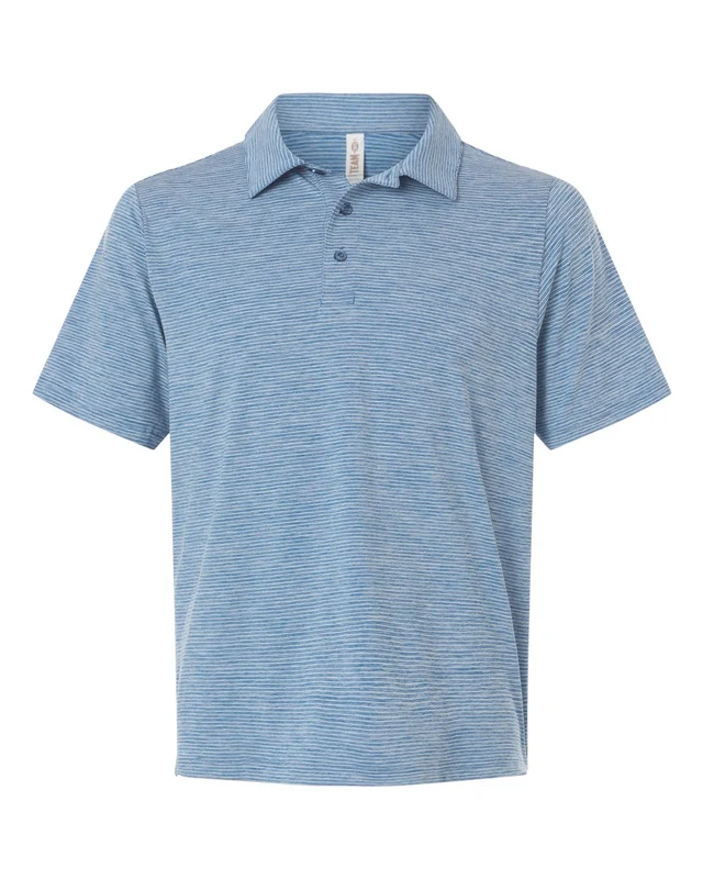 Team 365 TT125 Men's Relay Heathered Stripe Polo - Sport Royal Heather White Blue-Light White / Adult M