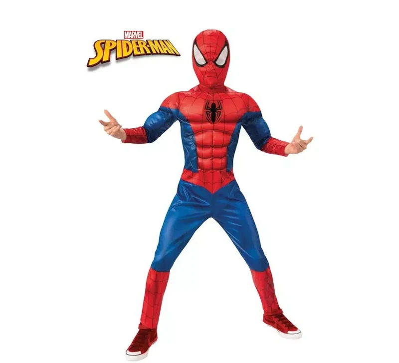 Disfraz de Spiderman Black Line musculoso para niño 7-8A