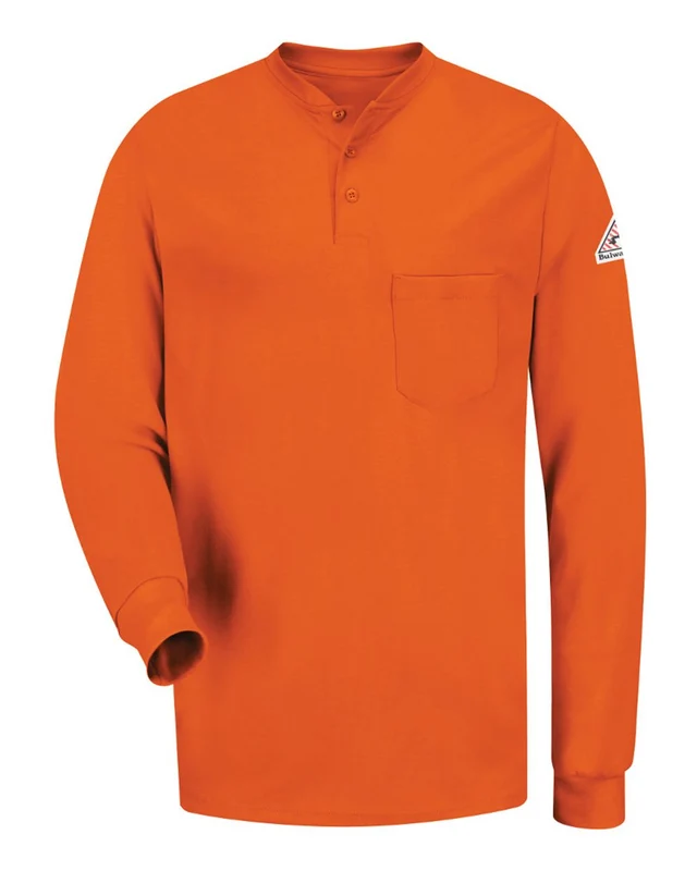 Bulwark SEL2 Long Sleeve Tagless Henley Shirt - Orange Orange / Adult 2XL
