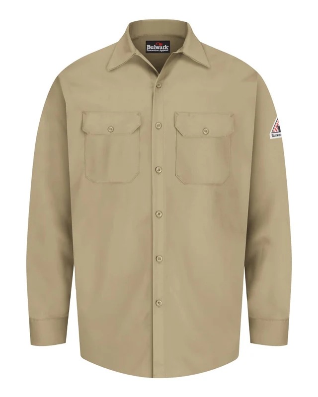 Bulwark SEW2 Flame Resistant Excel Work Shirt - Khaki Brown-Light / Adult 3XL