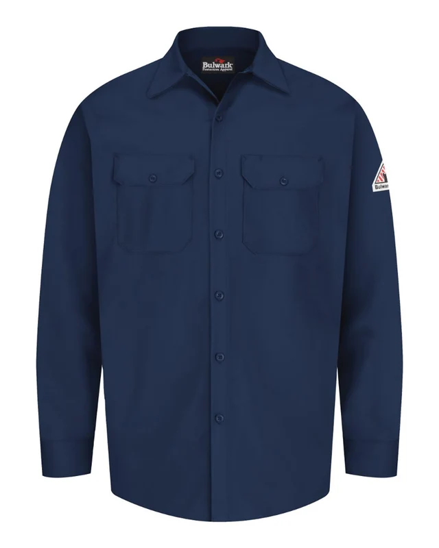 Bulwark SEW2 Flame Resistant Excel Work Shirt - Navy Blue-Navy / Adult L