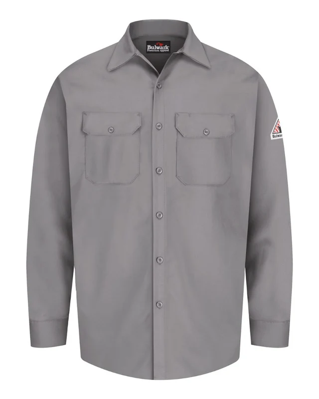 Bulwark SEW2T Flame Resistant Excel Work Shirt - Tall Sizes - Silver Grey Gray-Light / Adult XL Tall