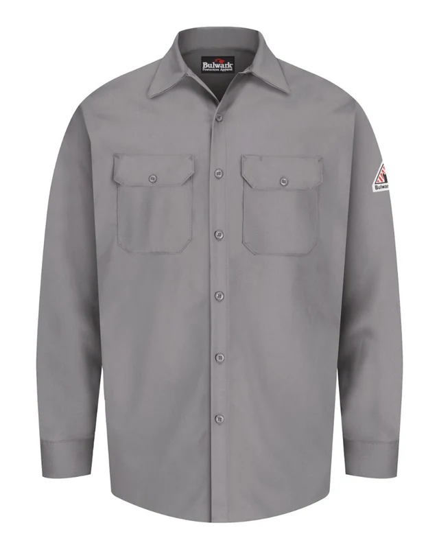 Bulwark SEW2 Flame Resistant Excel Work Shirt - Silver Grey Gray-Light / Adult 2XL
