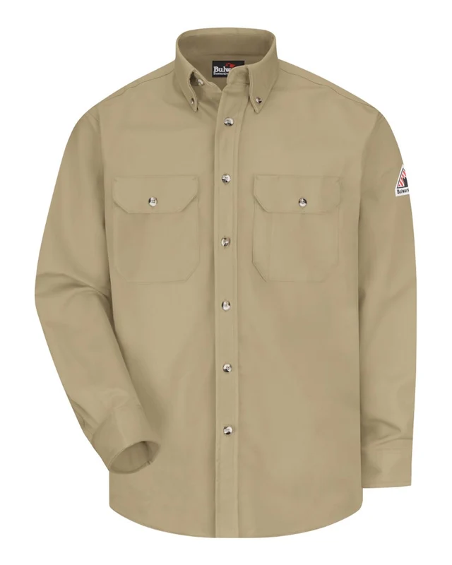 Bulwark SLU2T Dress Uniform Shirt - Excel FR ComforTouch - 7 oz. - Tall Sizes - Khaki Brown-Light / Adult 2XL Tall